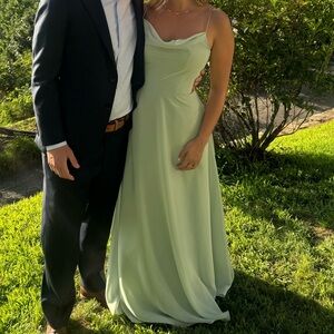 Christina Wu Light Green Maxi Dress